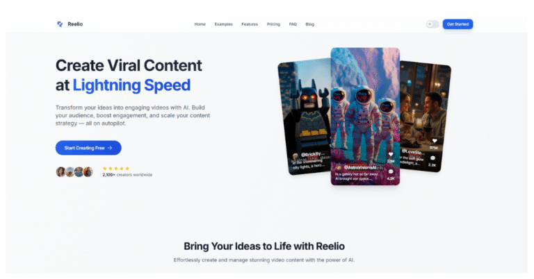 Reelio AI- Create Viral Content at Lightning Speed