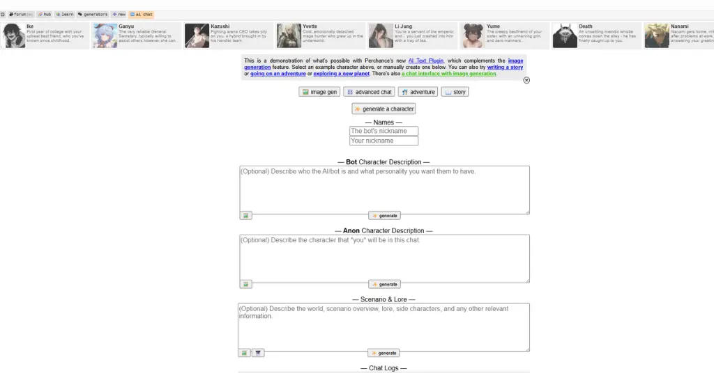 Perchance AI Chat & Roleplay (Free, no sign-up, Unlimited)