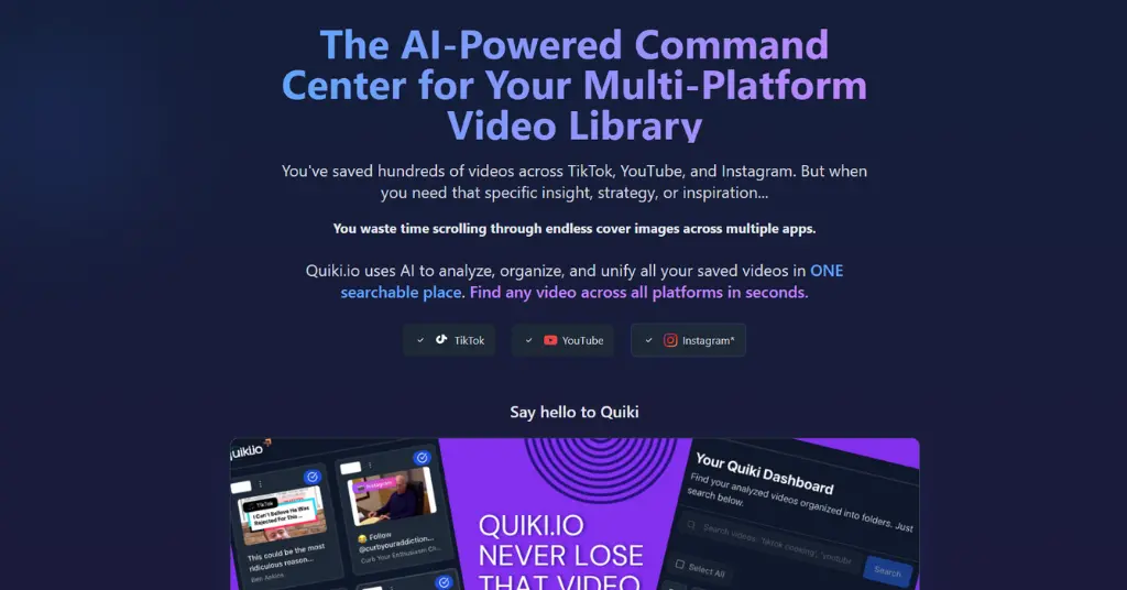 Quiki.io AI - Assistant for Social Media Videos