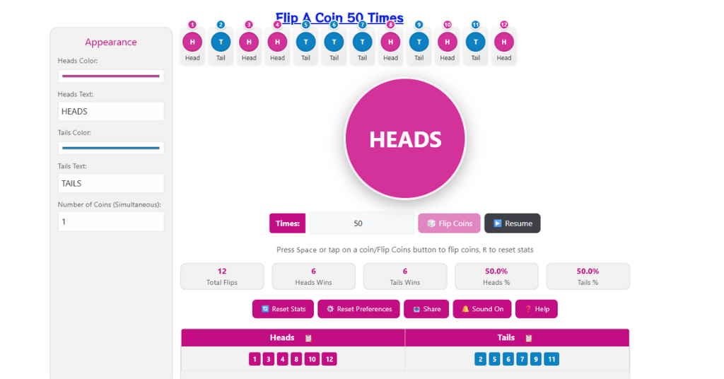 Flip A Coin Pro - Free Coin Flipping Tool